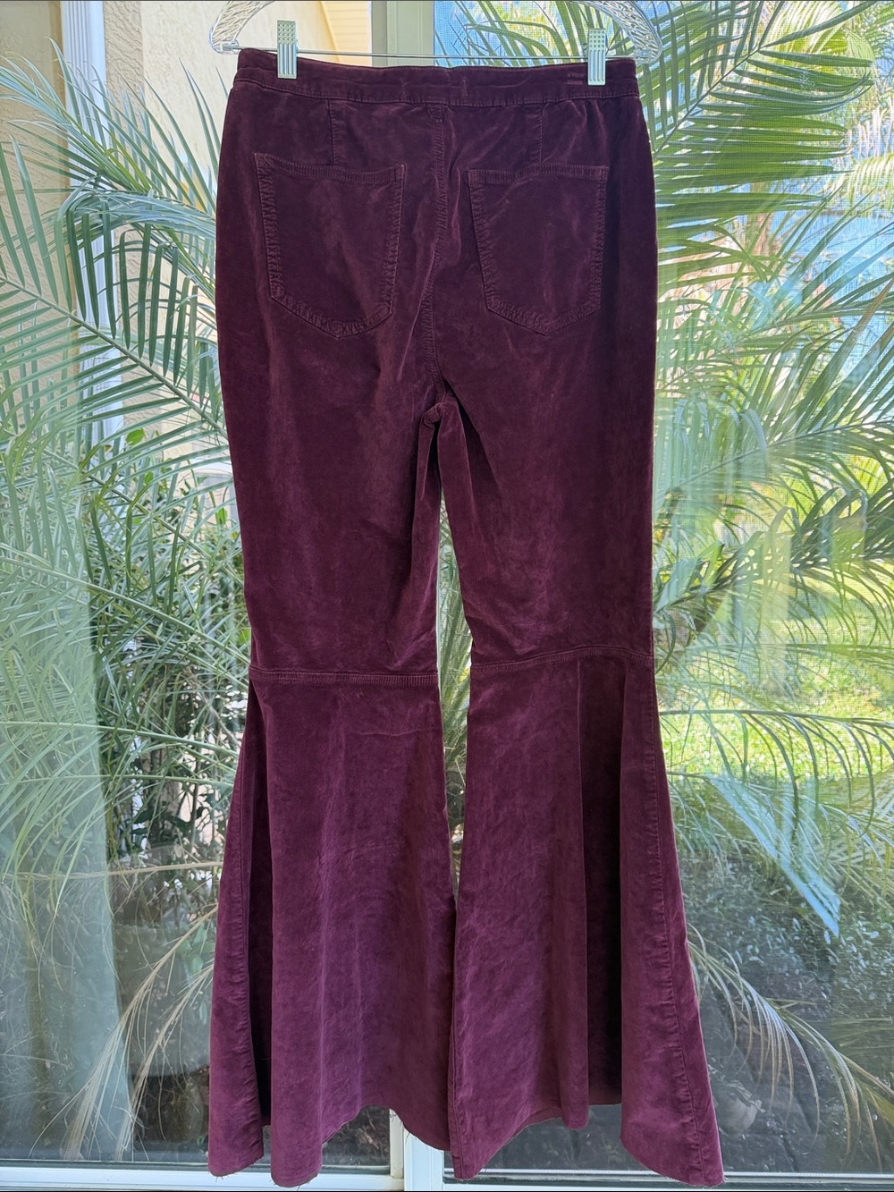 NWT Free People Just Float On Boho Wide Flare Leg Purple Velvet Pants - Picture 2 of 16